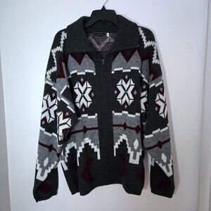 Vintage Comfort Knits Zip-up Knit Acrylic Sweater